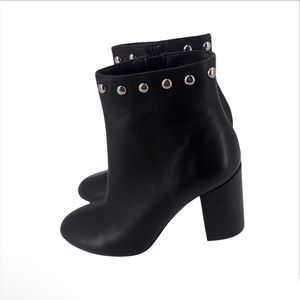 Bianca Di Ankle Bootie Studded Studs Black Leather Womens EU 38 NIB $175